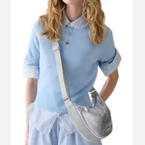 Kate spade Carter Metallic Fabric Sling Bag In Silver NWT